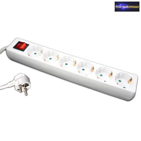 Image of Hat férőhelyes földelt elosztó kapcsolóval. 3 méter