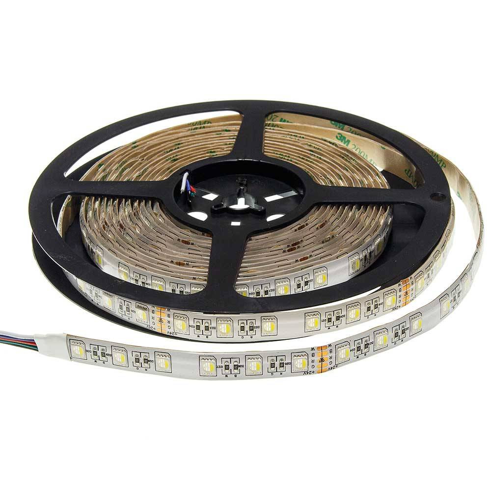 LED szalag, 12V, 60 SMD/m,12mm,600Lm/m, IP65, RGB+meleg fehér fény