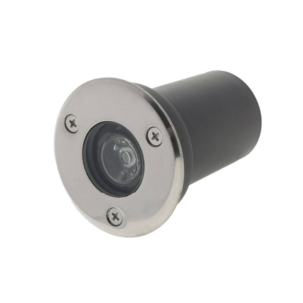 LED spotlámpa, 1W, 230V, padlóba építhető, kerek, meleg fehér fény
