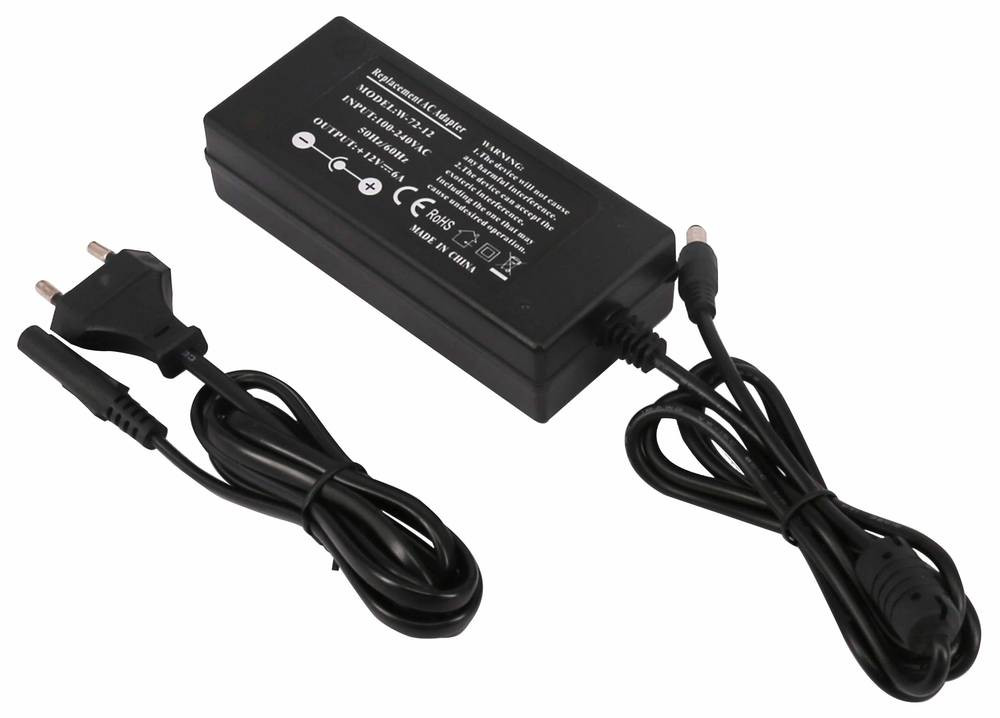 Tápegység LED szalagokhoz 72W, 6A, 12V, műanyag ház - 3 év garancia